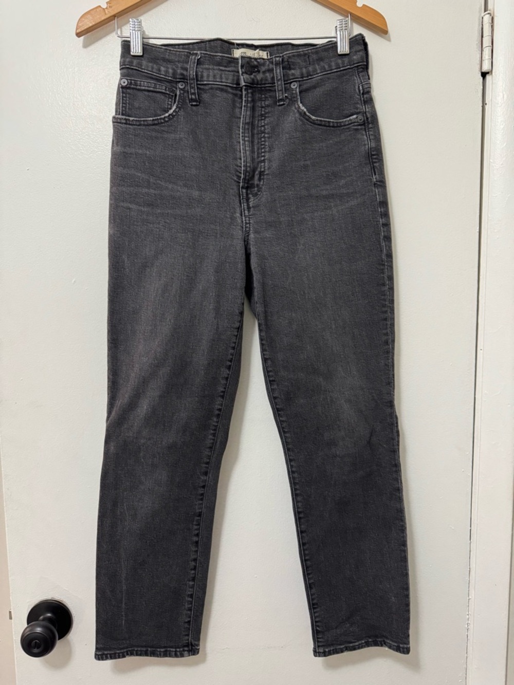 Madewell Straight Leg Jeans in Washed Black